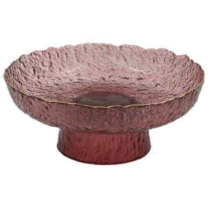 Πιατέλα – Κουπ γυάλινο κολωνάτο Φ26Χ10,5 εκ. Μωβ με Χρυσό χείλος