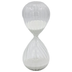 Κλεψύδρα γυάλινη διακοσμητική Φ8Χ20 εκ. Διάφανη με Λευκή άμμο