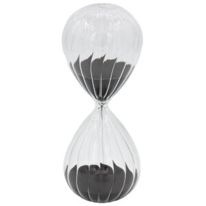 Κλεψύδρα γυάλινη διακοσμητική Φ8Χ20 εκ. Διάφανη με Μαύρη άμμο