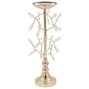 Διακοσμητικό μεταλλικό – Ανθοστήλη Φ20Χ51 εκ. Χρυσή με κρύσταλλα