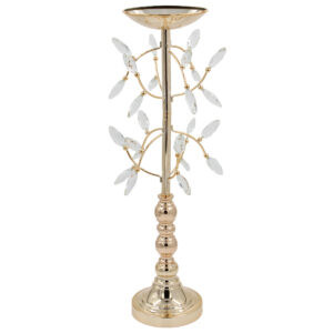 Διακοσμητικό μεταλλικό – Ανθοστήλη Φ20Χ59 εκ. Χρυσή με κρύσταλλα