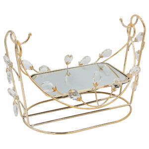 Διακοσμητικό – ορντεβιέρα μεταλλική 36Χ20Χ23 εκ. Χρυσή με καθρέπτη και κρύσταλλα