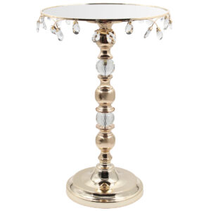 Τραπέζι σαλονιού μεταλλικό Φ40Χ61 εκ. Χρυσό με καθρέπτη και κρύσταλλα