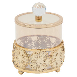 Φοντανιέρα διακοσμητική μεταλλική Φ10Χ14 εκ. Χρυσή με μελί γυαλί