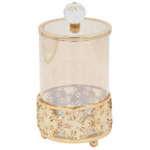 Φοντανιέρα διακοσμητική μεταλλική Φ10Χ19 εκ. Χρυσή με μελί γυαλί