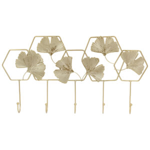 Κρεμάστρα τοίχου μεταλλική 5 θέσεων 47Χ25Χ6 εκ. Χρυσή