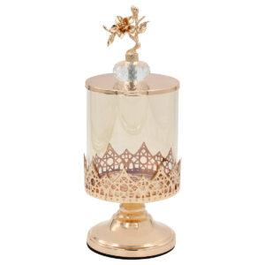 Φοντανιέρα μεταλλική Φ10Χ26 εκ. Χρυσή με μελί γυαλί