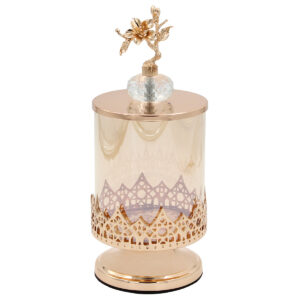 Φοντανιέρα μεταλλική Φ10Χ24 εκ. Χρυσή με μελί γυαλί