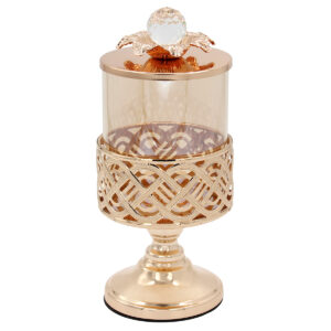 Φοντανιέρα μεταλλική Φ10Χ24 εκ. Χρυσή με μελί γυαλί