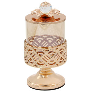 Φοντανιέρα μεταλλική Φ10Χ22 εκ. Χρυσή με μελί γυαλί