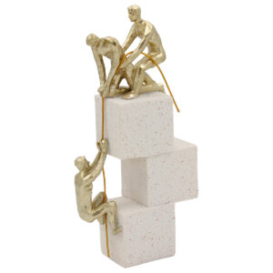 Διακοσμητικό Polyresin 13,5Χ5,5Χ29 εκ. Κύβοι Εκρού Χρυσό