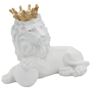 Διακοσμητικό Polyresin 23Χ12Χ18 εκ. Λιοντάρι Λευκό Χρυσό