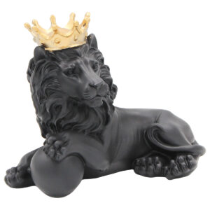 Διακοσμητικό Polyresin 23Χ12Χ18 εκ. Λιοντάρι Μαύρο Χρυσό