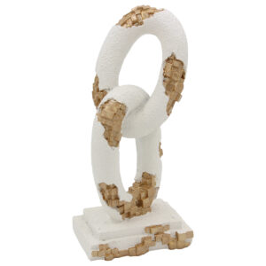 Διακοσμητικό Polyresin 12Χ10Χ24 εκ. Κρίκοι Λευκό Χρυσό