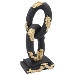 Διακοσμητικό Polyresin 12Χ10Χ24 εκ. Κρίκοι Μαύρο Χρυσό