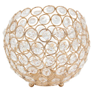 Κηροπήγιο – Διακοσμητικό μεταλλικό Φ15Χ13 εκ. Χρυσό με κρύσταλλα