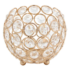 Κηροπήγιο – Διακοσμητικό μεταλλικό Φ10Χ8 εκ. Χρυσό με κρύσταλλα