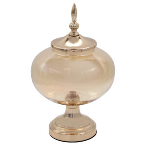 Φοντανιέρα γυάλινη κολωνάτη Φ21Χ33 εκ. Χρυσή με καπάκι