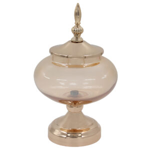 Φοντανιέρα γυάλινη κολωνάτη Φ17Χ29 εκ. Χρυσή με καπάκι