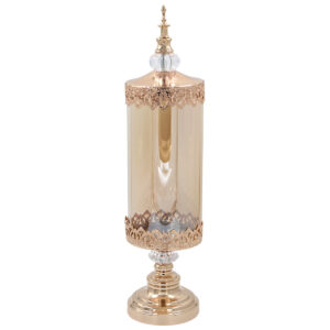 Φοντανιέρα γυάλινη κολωνάτη Φ12Χ50 εκ. Χρυσή με καπάκι