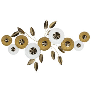 Πίνακας τοίχου μεταλλικός 120Χ9Χ69 εκ. Λευκό Χρυσό