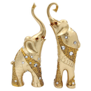Διακοσμητικά Polyresin τεμ. 2 8Χ5Χ30 – 6Χ11Χ30 εκ. Ελέφαντες Χρυσοί