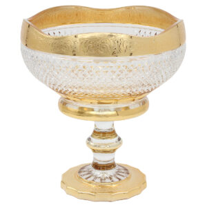 Κουπ γυάλινο κολωνάτο Φ24Χ26 εκ. Χρυσό με ανάγλυφο σχέδιο