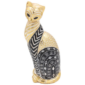 Διακοσμητικό Polyresin 15Χ12Χ31 εκ. Γάτα Μαύρο Χρυσό