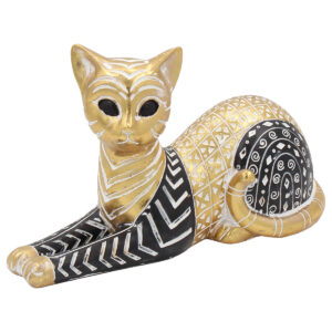 Διακοσμητικό Polyresin 25Χ10,5Χ15 εκ. Γάτα Μαύρο Χρυσό