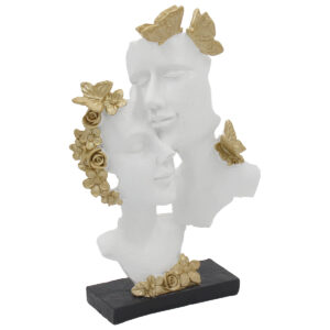 Διακοσμητικό Polyresin 16Χ9Χ29 εκ. Ζευγάρι Λευκό Χρυσό