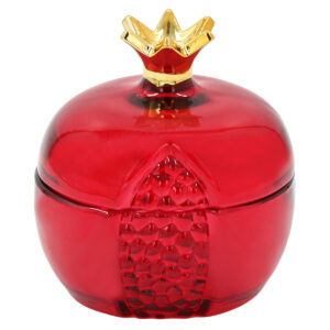 Ρόδι γυάλινο Φ10Χ10 εκ. Κόκκινο Χρυσό με καπάκι