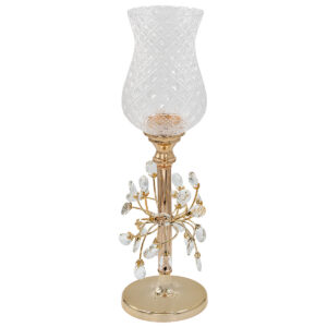 Ανθοστήλη – Κηροπήγιο μεταλλικό Φ16Χ54 εκ. Χρυσό με κρύσταλλα