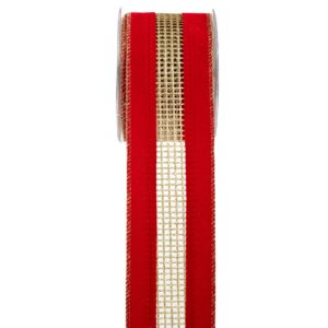ΚΟΡΔ.VELVET GLITTER NET 6,7cmX4,5m ΚΟΚΚΙΝΟ-ΧΡΥΣΟ