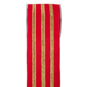 ΚΟΡΔ.LINED VELVET 10cm x 4.5m ΚΟΚΚΙΝΟ-ΧΡΥΣΟ