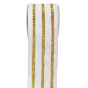 ΚΟΡΔ.LINED VELVET 10cm x 4.5m ΛΕΥΚΟ-ΧΡΥΣΟ