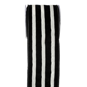 ΚΟΡΔ.LINED VELVET 10cm x 4.5m ΜΑΥΡΟ-ΛΕΥΚΟ