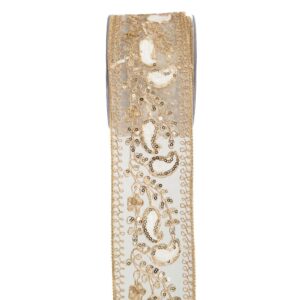 ΚΟΡΔ.FERONIA 8cm x 4.5m ΛΕΥΚΟ-ΧΡΥΣΟ