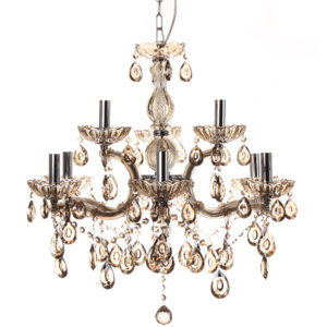 Φωτιστικό πολυέλαιος MARIA THERESIA 9 Χ Ε14 Φ66Χ64 εκ. χρώμιο με κρύσταλλα golden teak