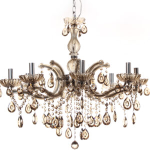 Φωτιστικό πολυέλαιος MARIA THERESIA 8 Χ Ε14 Φ80Χ64 εκ. χρώμιο με κρύσταλλα golden teak