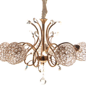 Φωτιστικό κρεμαστό 5 Χ Ε14 Φ64Χ40 εκ. χρ. Χρυσό με κρύσταλλα