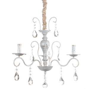 Φωτιστικό κρεμαστό 3 Χ Ε14 Φ60Χ53 εκ. πατίνα λευκό χρυσό με κρύσταλλα