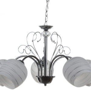 Φωτιστικό κρεμαστό Φ58Χ30 εκ. 5 Χ Ε27 με γυαλιά χρώμιο