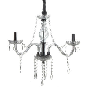 Φωτιστικό πολυέλαιος γυάλινος 3 Χ E14 Φ56Χ50 εκ. με ακρυλικά διακοσμητικά