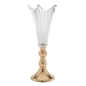 ΓΥΑΛΙΝΟ ΣΚΑΛΙΣΤΟ ΒΑΖΟ ΜΕ ΧΡΥΣΟ ΜΕΤΑΛΙΚΟ ΠΟΔΙ Φ16x38EK