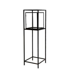 ΓΥΑΛΙΝΟ ΦΑΝΑΡΙ ΣΕ ΜΑΥΡΗ ΜΕΤΑΛΛΙΚΗ ΒΑΣΗ 30x30x100EK (25Χ30) ΓΥΑΛΑ