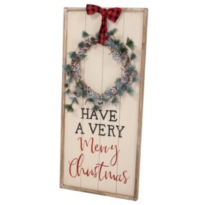 ΞΥΛΙΝΗ ΛΕΥΚΗ ΠΙΝΑΚΙΔΑ ΜΕ ΣΤΕΦΑΝΙ 46Χ100ΕΚ HAVE A VERY MERRY CHRISTMAS
