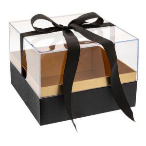 ΔΙΑΦΑΝΟ ΚΟΥΤΙ ΔΩΡΟΥ ΜΕ ΜΑΥΡΗ ΒΑΣΗ ΚΑΙ ΚΟΡΔΕΛΑ 23Χ23Χ17ΕΚ