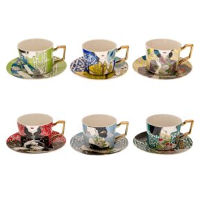 ΠΟΛΥΧΡΩΜΗ ΚΕΡΑΜΙΚΗ ΚΟΥΠΑ ΜΕ ΠΙΑΤΑΚΙ ΚΑΙ ΚΙΝΕΖΙΚΗ ΦΙΓΟΥΡΑ 6 ΣΧΕΔΙΑ 8.5Χ6.5ΕΚ 220ml.