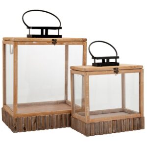 ΣΕΤ 2 ΦΑΝΑΡΙ ΑΝΟΙΧΤΟ ΚΑΦΕ ΞΥΛΙΝΟ ΜΕ ΜΑΥΡΟ ΜΕΤΑΛΛΙΚΟ ΧΕΡΟΥΛΙ 42Χ29,5Χ54 34,5Χ22Χ38,5ΕΚ