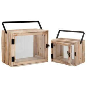 ΣΕΤ 2 ΦΑΝΑΡΙ ΞΥΛΙΝΟ ΟΡΘΟΓΩΝΙΟ ΜΕ ΜΑΥΡΟ ΧΕΡΟΥΛΙ 30Χ18Χ31 21Χ13,5Χ25ΕΚ